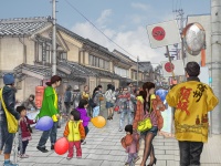 須坂CG百景「銀座通り 春祭り」