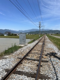 別所線の線路と田んぼ