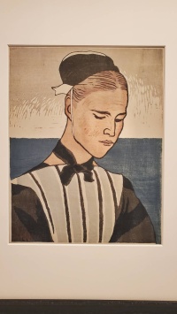 山本鼎の版画作品「ブルトンヌ」